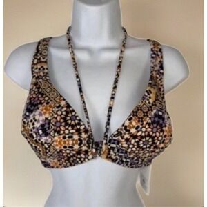 Shade & Shore Mosaic Print Bikini Top Women 34B Multicolor Padded Swim Top